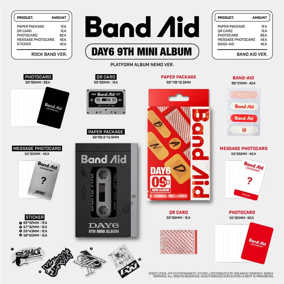 Korea Pop Store DAY6 - [Band Aid] [9th Mini Album] (Platform Ver.) Kawaii Gifts