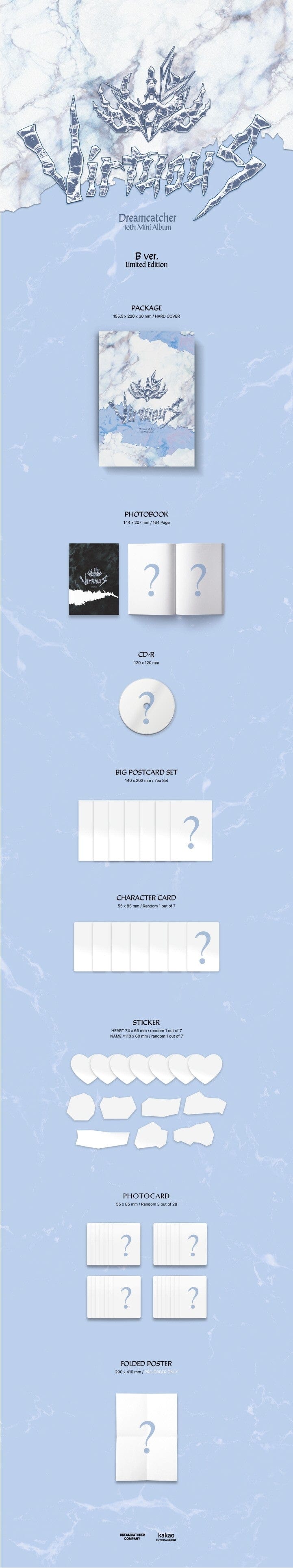 Korea Pop Store DREAMCATCHER - [Virtuous] (10th Mini Album) [B Ver.] [Limited Ver.] Kawaii Gifts 8804775450723
