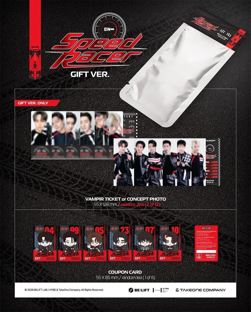 Korea Pop Store ENHYPEN - ENHYPEN World Coupon Code Collection (Speed Racer Gift Ver.) Kawaii Gifts