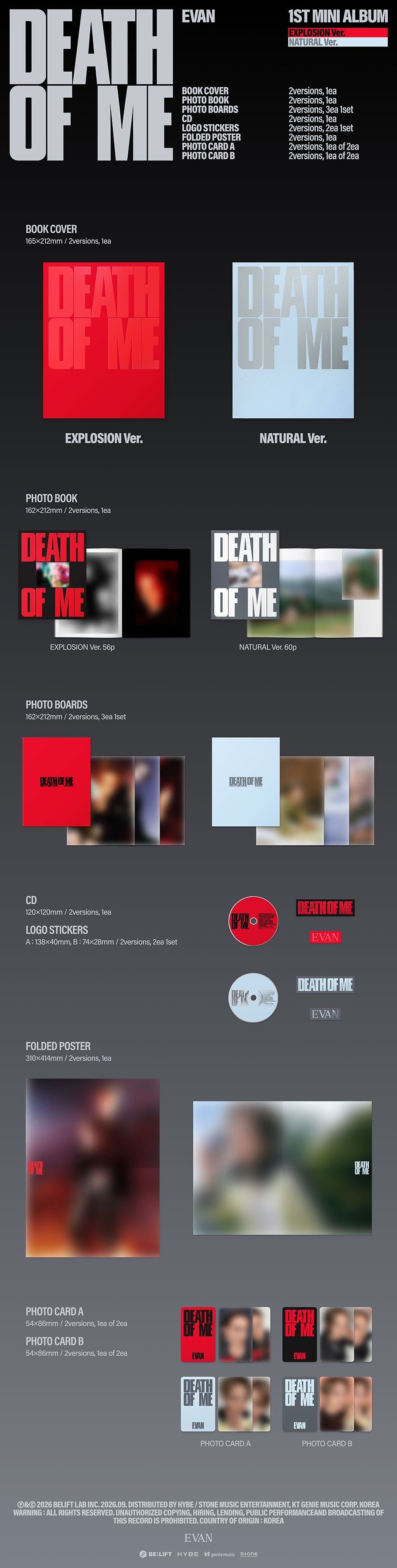 Korea Pop Store EVAN - '1st Mini Album' Death of Me Kawaii Gifts