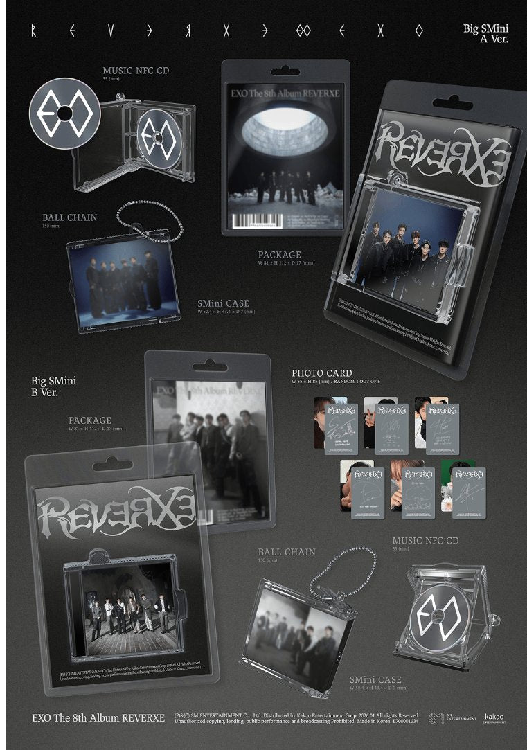 Korea Pop Store EXO - The 8th Album [Reverxe] (Big SMINI Ver.) Smart Album Kawaii Gifts 8804775459344