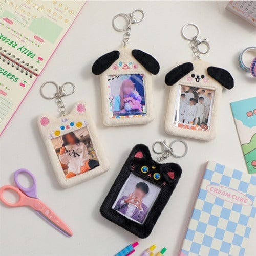 Korea Pop Store [GOODS] FUR PHOTO CARD HOLDER KEYRING Kawaii Gifts