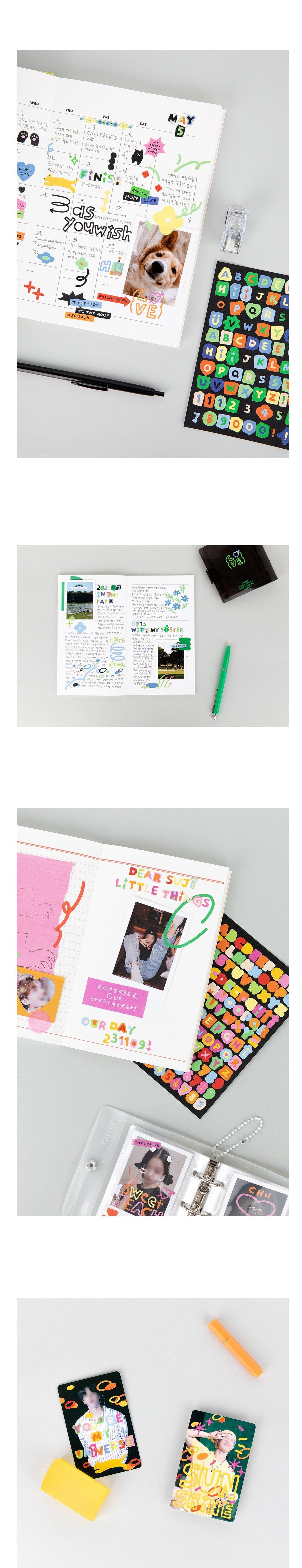 Korea Pop Store [GOODS] LITTLE THINGS CUTTING COLOR TYPO STICKER PACK REMOVABLE Kawaii Gifts