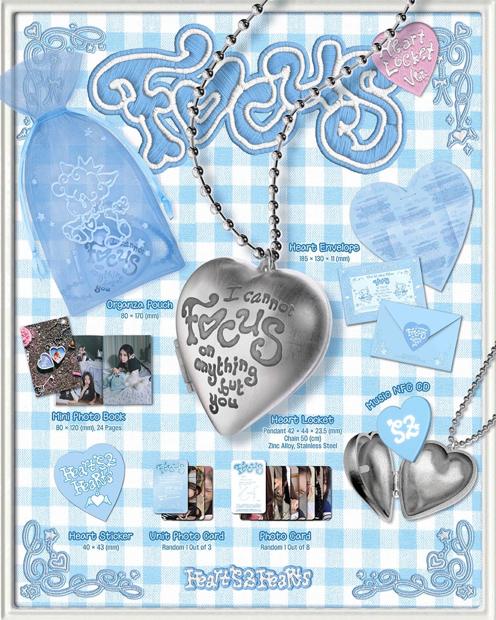 Korea Pop Store HEARTS2HEARTS - 1st Mini Album [Focus] (Heart Locket Ver.) Kawaii Gifts