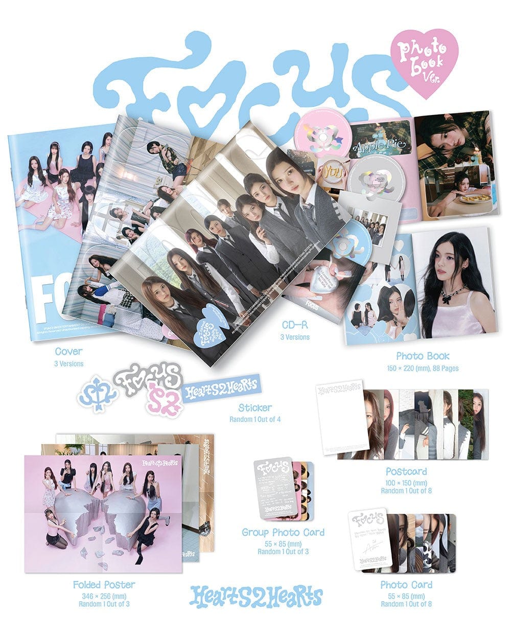 Korea Pop Store HEARTS2HEARTS - 1st Mini Album [Focus] (Photobook Ver.) Kawaii Gifts