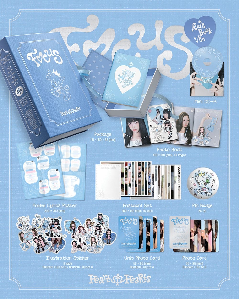 Korea Pop Store HEARTS2HEARTS - 1st Mini Album [Focus] (Rule Book Ver.) Kawaii Gifts