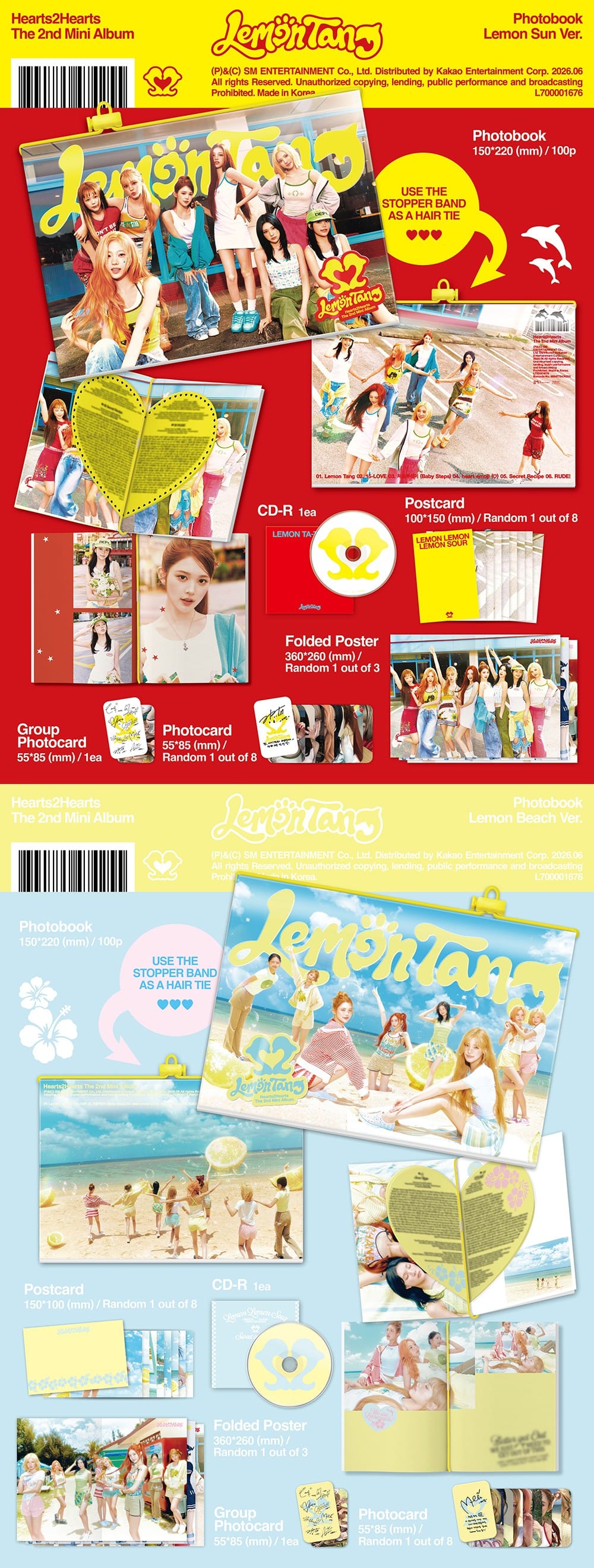 Korea Pop Store HEARTS2HEARTS - 2nd Mini Album [Lemon Tang] (Photobook Ver.) Kawaii Gifts