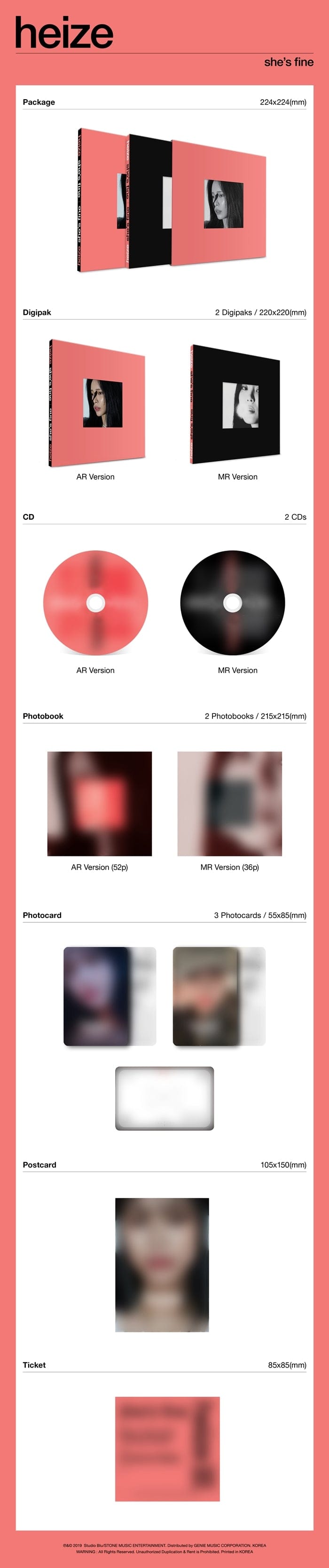 Korea Pop Store Heize - 1st Album [She's Fine] Kawaii Gifts