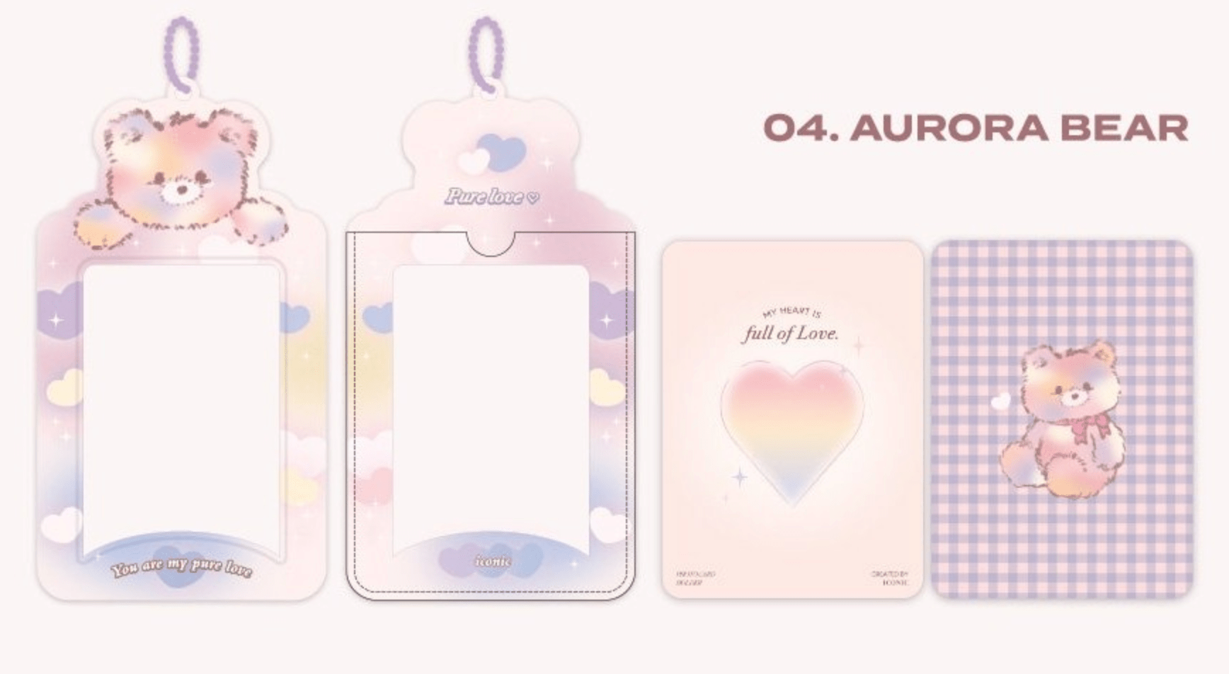 Korea Pop Store ICONIC SUGAR PHOTO CARD HOLDER Aurora Bear Kawaii Gifts