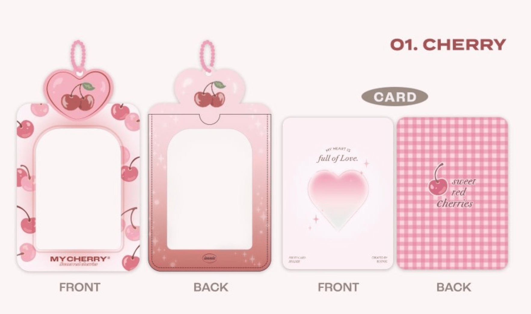 Korea Pop Store ICONIC SUGAR PHOTO CARD HOLDER Cherry Kawaii Gifts
