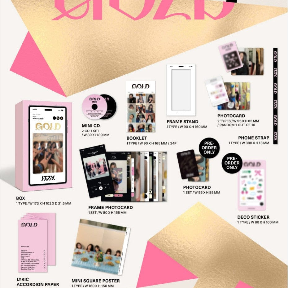 Korea Pop Store ITZY - Gold Phone Box (Limited Ver.) Kawaii Gifts