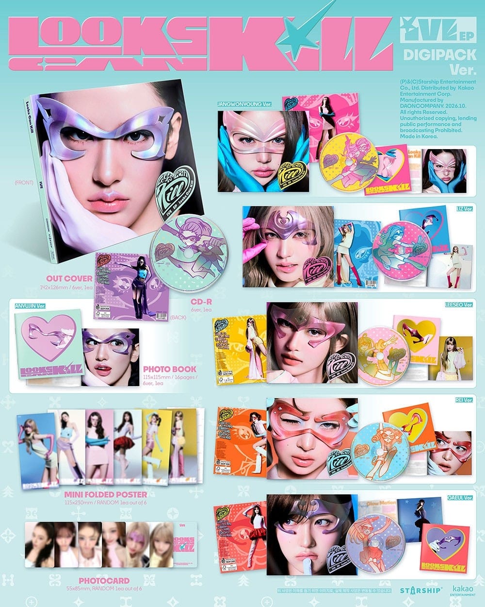 Korea Pop Store IVE - EP 'Looks Can Kill' (Digipack Ver.) Kawaii Gifts