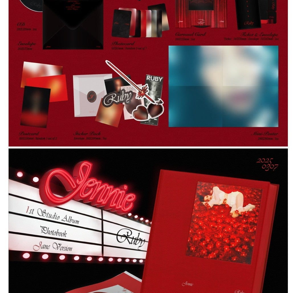 Korea Pop Store JENNIE - The 1st Studio Album [Ruby] (Photobook Ver.) Kawaii Gifts