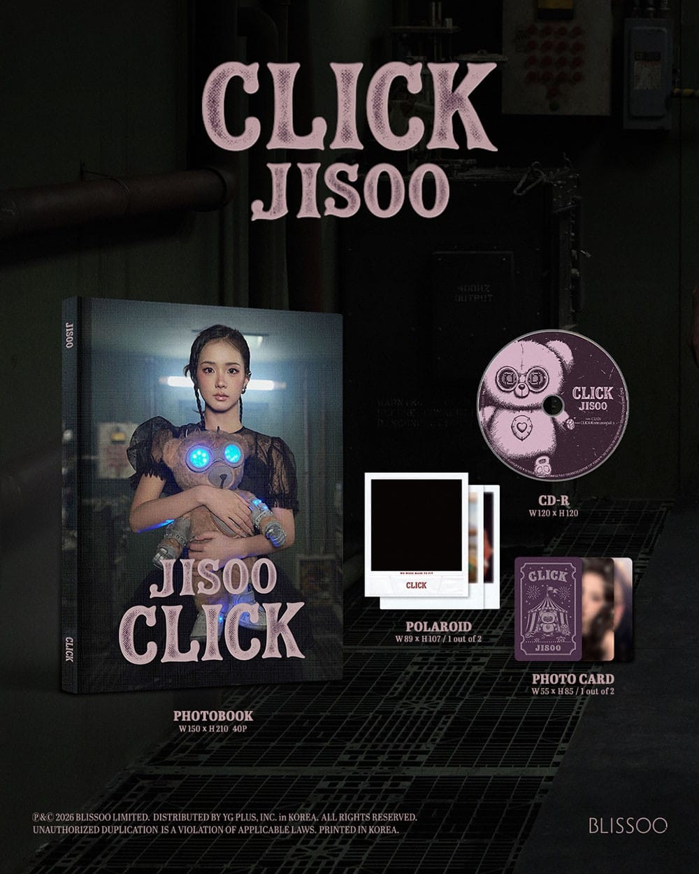 Korea Pop Store JISOO - Single Album [Click] Photobook Ver. Kawaii Gifts
