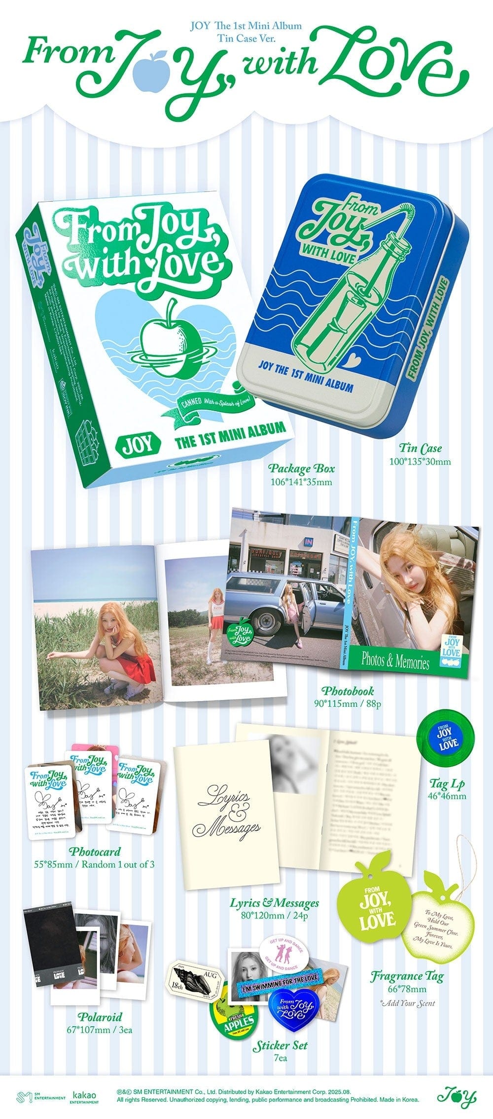 Korea Pop Store JOY - 1st Mini Album [From Joy, With Love] (Tin Case Ver.) Smart Album Kawaii Gifts