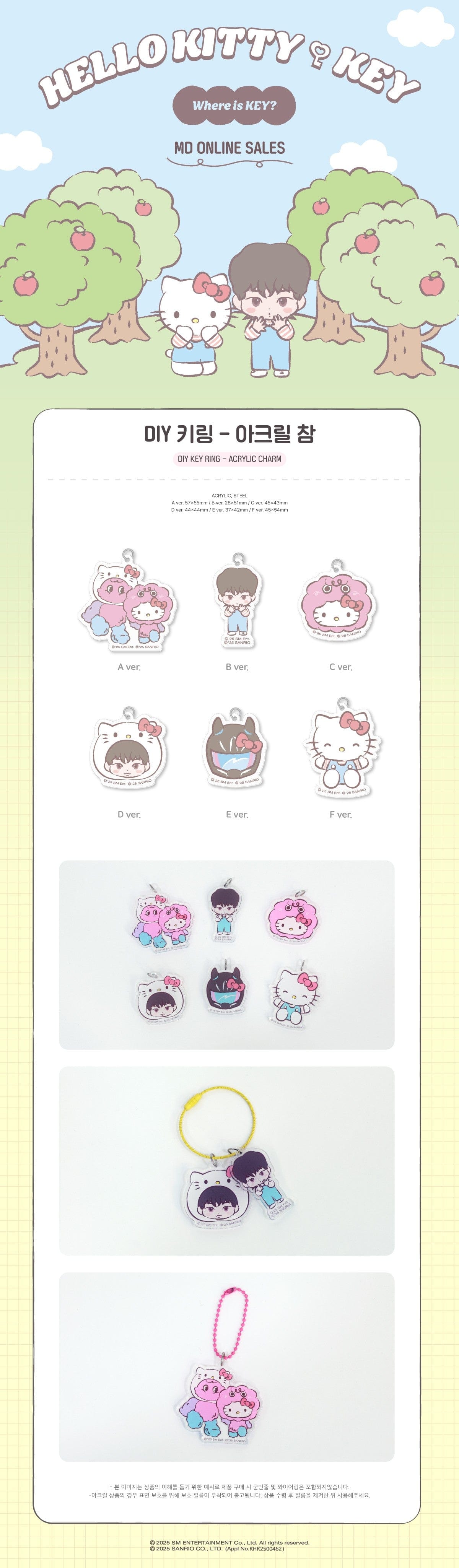 Korea Pop Store [KEY X HELLO KITTY] DIY Key Ring - Acrylic Charm Kawaii Gifts