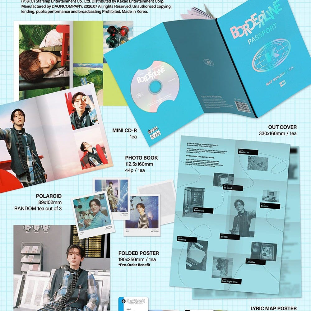 Korea Pop Store KIHYUN - EP [Borderline] (Map Building Ver.) Kawaii Gifts