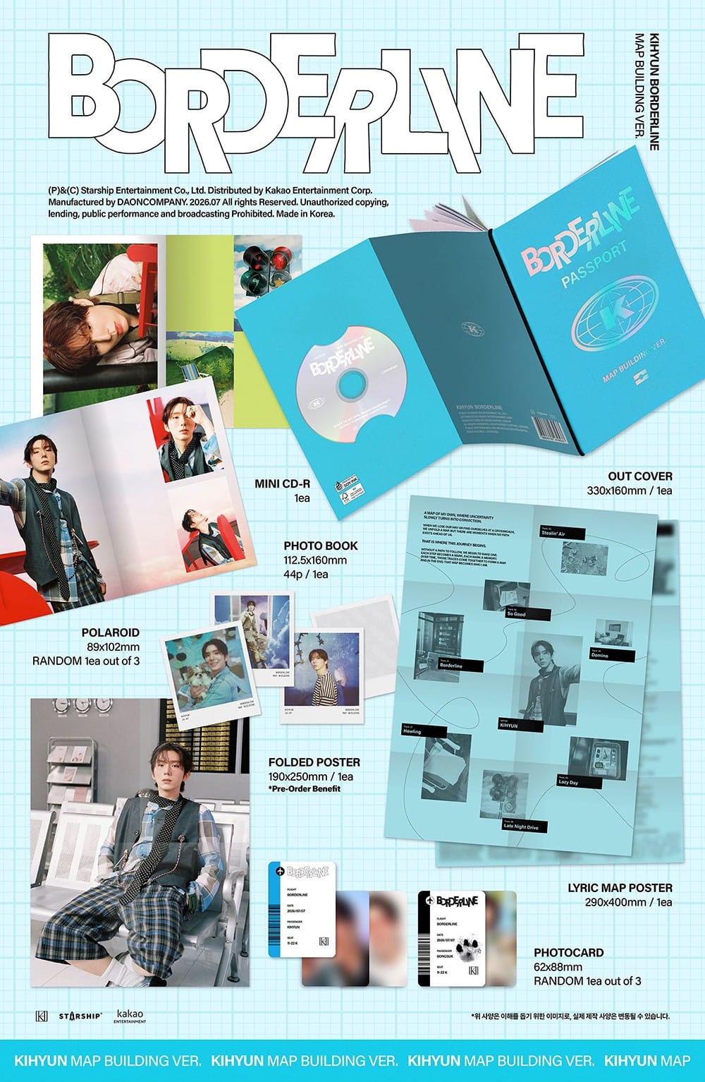 Korea Pop Store KIHYUN - EP [Borderline] (Map Building Ver.) Kawaii Gifts