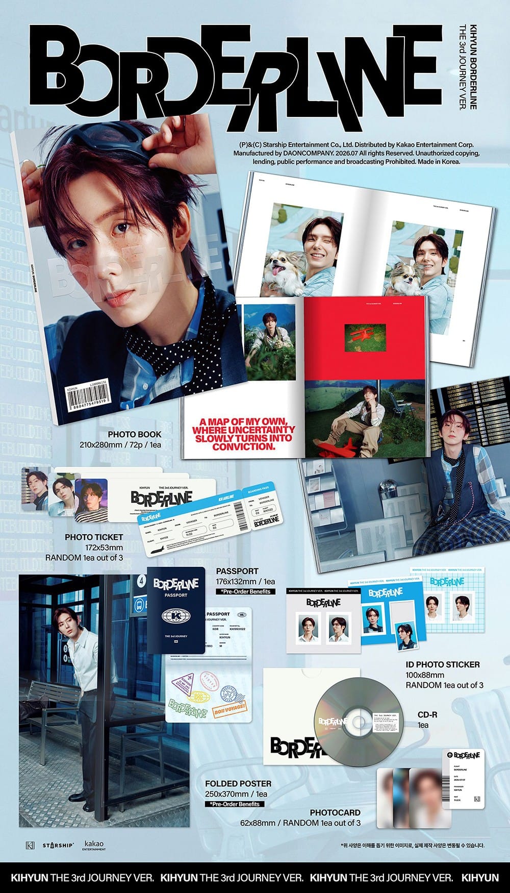Korea Pop Store KIHYUN - EP [Borderline] (The 3rd Journey Ver.) Kawaii Gifts