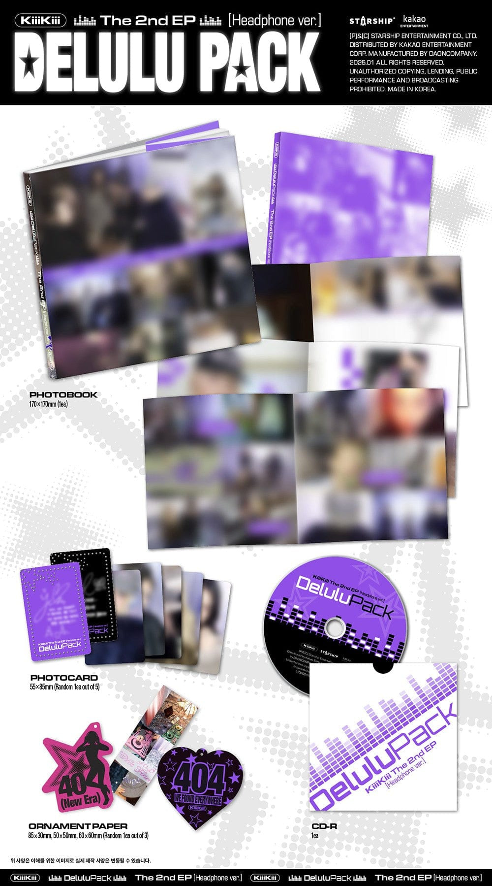 Korea Pop Store KiiiKiii - The 2nd EP [Delulu Pack] Headphone Version Kawaii Gifts