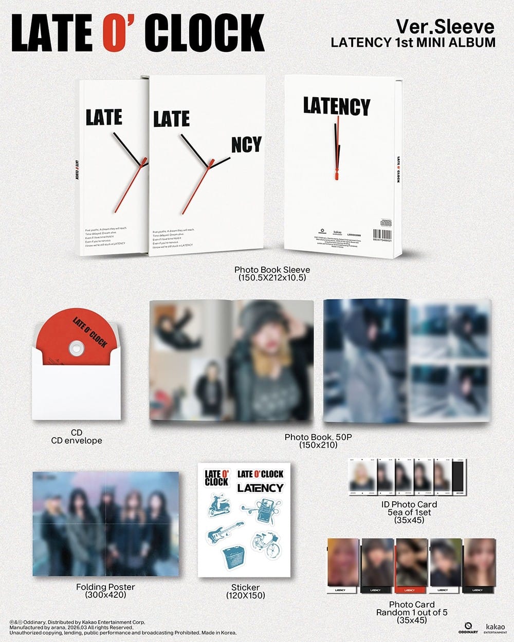 Korea Pop Store LATENCY - 1st Mini Album [Late O'Clock] (Sleeve Ver.) Kawaii Gifts