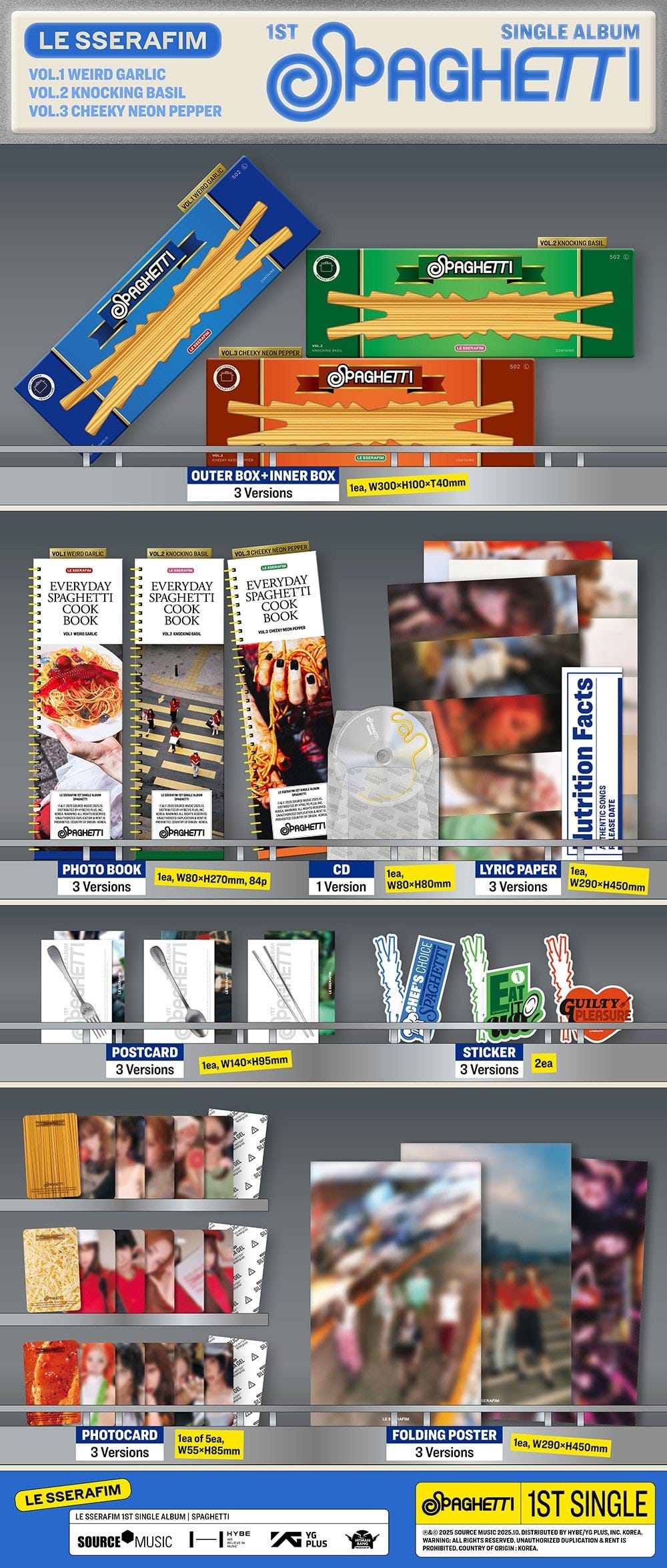 Korea Pop Store LE SSERAFIM - 1st Single Album 'Spaghetti' Kawaii Gifts