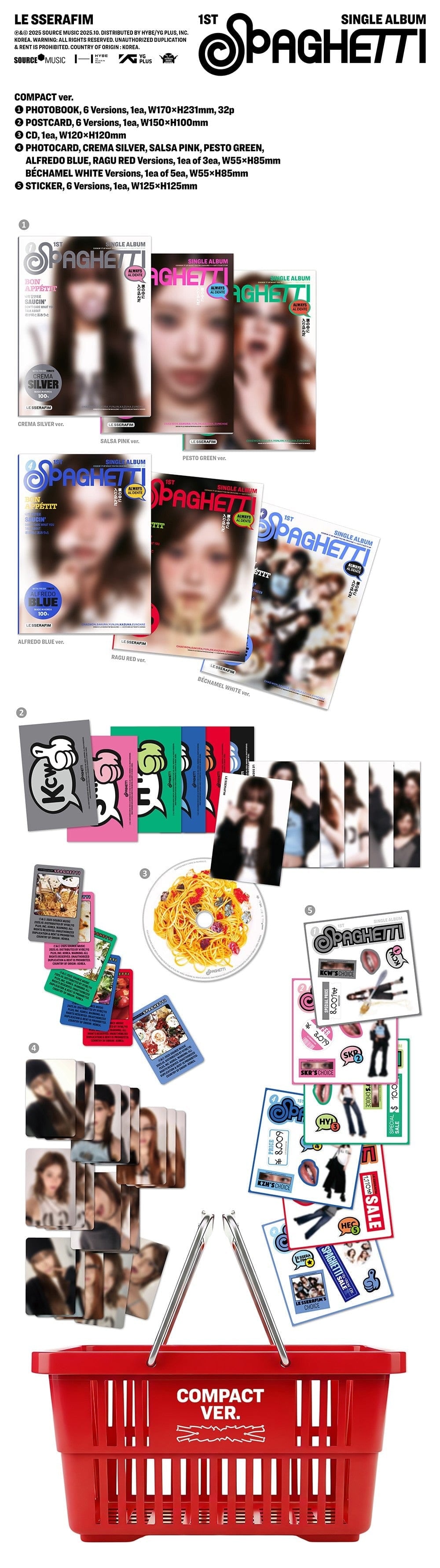 Korea Pop Store LE SSERAFIM - 1st Single Album 'Spaghetti' (Compact Ver.) Kawaii Gifts