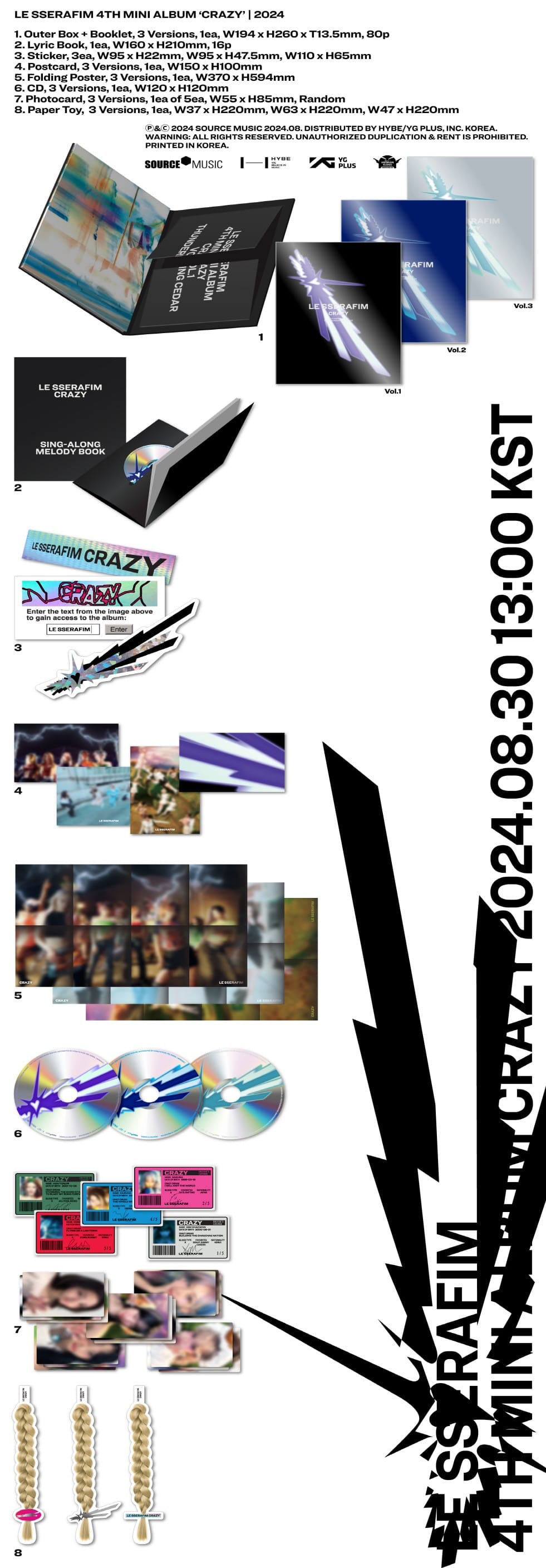 Korea Pop Store LE SSERAFIM - [Crazy] (4th Mini Album) Kawaii Gifts