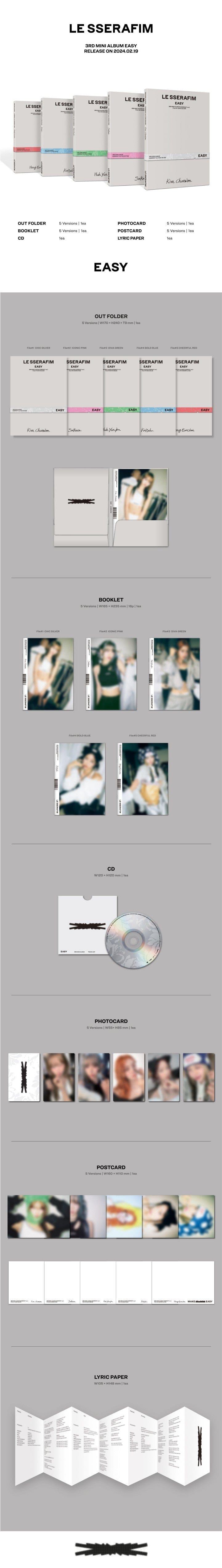 Korea Pop Store LE SSERAFIM - [Easy] (3rd Mini Album) (Compact Ver.) Kawaii Gifts 8809973501178