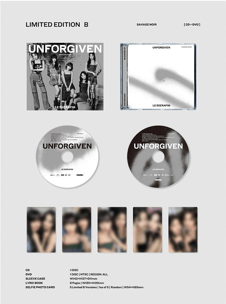 Korea Pop Store [LE SSERAFIM] JP 2nd Single [Unforgiven] Limited B Kawaii Gifts 4988031579992