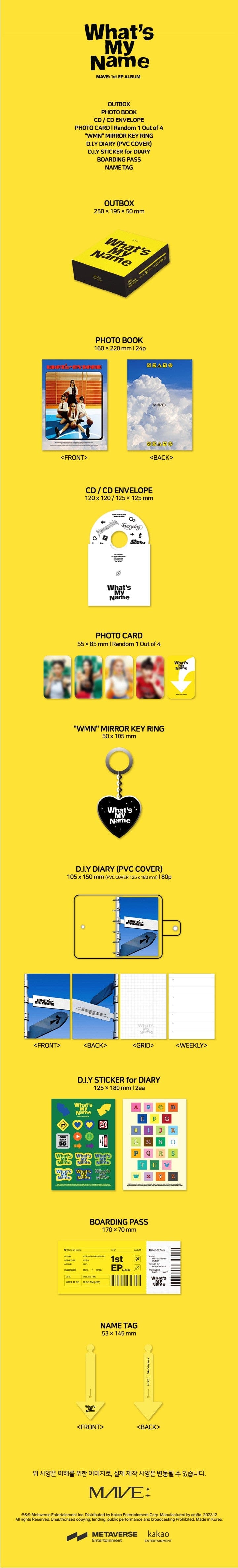 Korea Pop Store MAVE: - [What's My Name] (1st Mini Album) Kawaii Gifts 8804775367915
