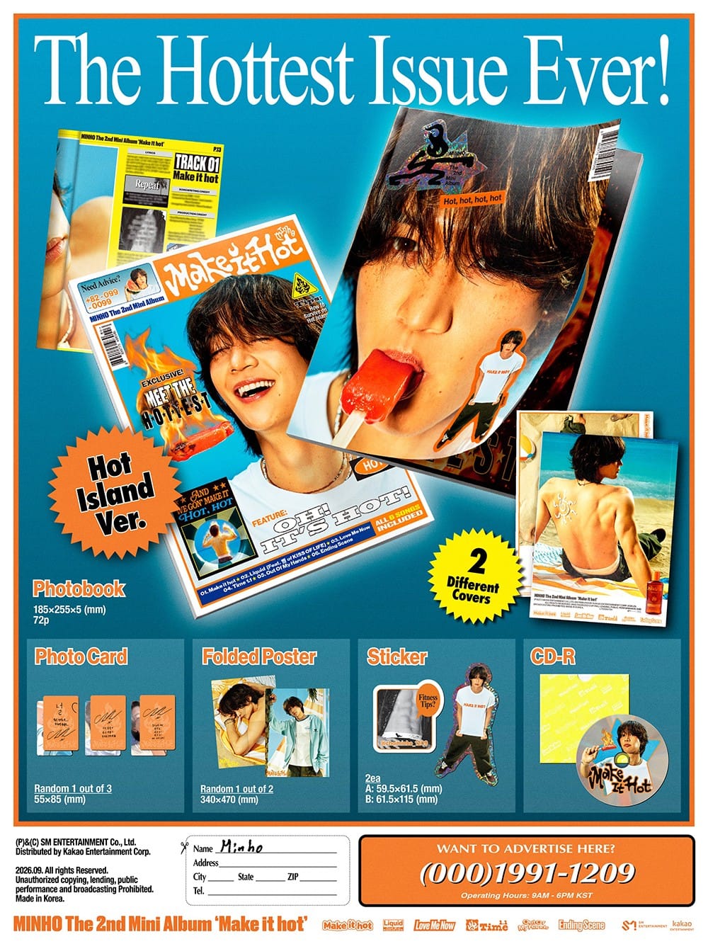 Korea Pop Store MINHO - 2nd Mini Album [Make It Hot] Hot Island Ver. Kawaii Gifts