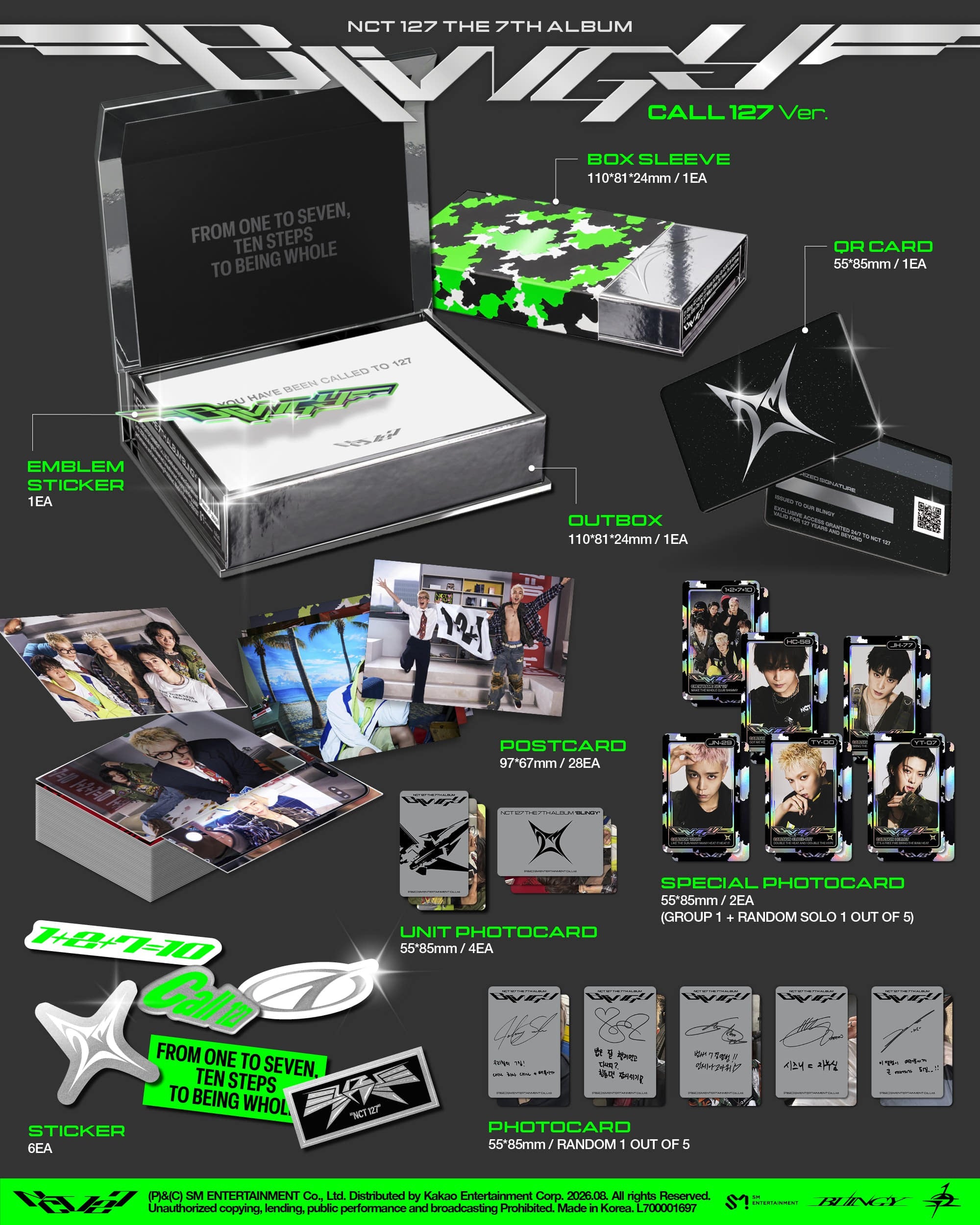Korea Pop Store NCT 127 - The 7th Album [Blingy] (Call 127 Ver.) Kawaii Gifts