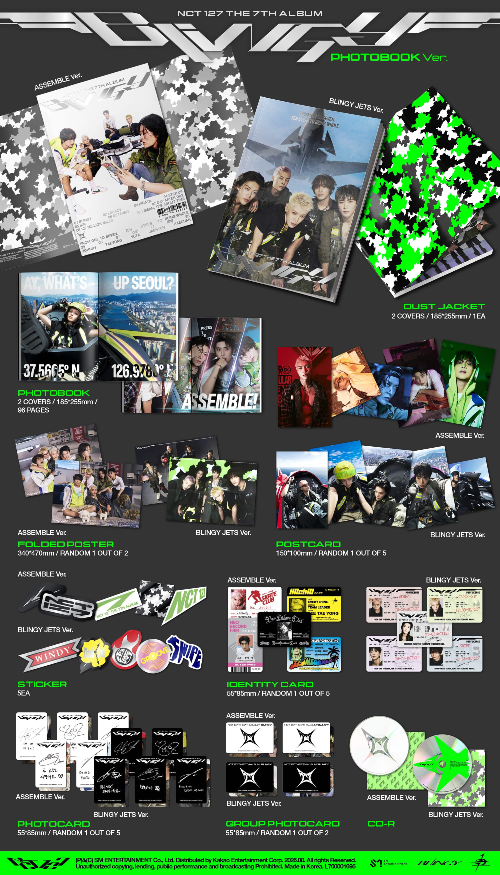 Korea Pop Store NCT 127 - The 7th Album [Blingy] (Photobook Ver.) Kawaii Gifts
