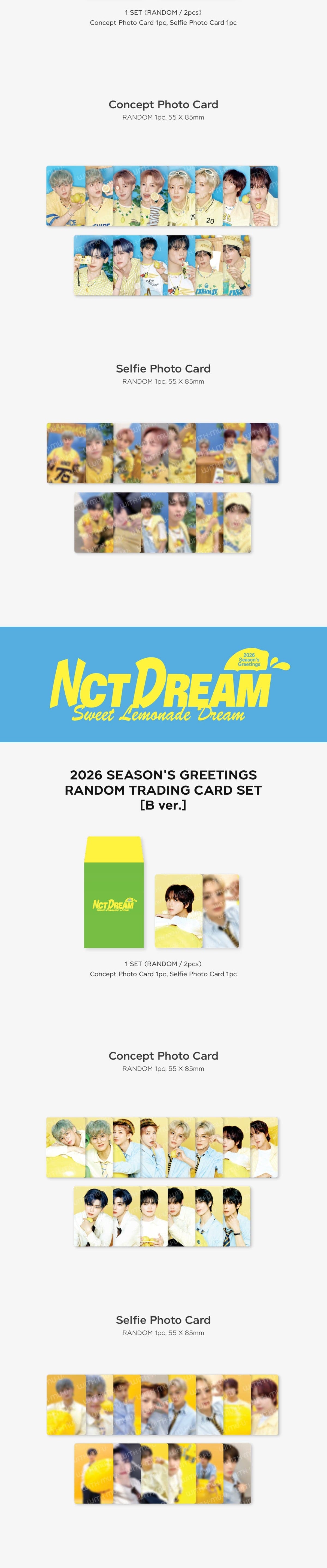 Korea Pop Store [NCT Dream] Random Trading Card Set - 2026 SM A Ver. Kawaii Gifts