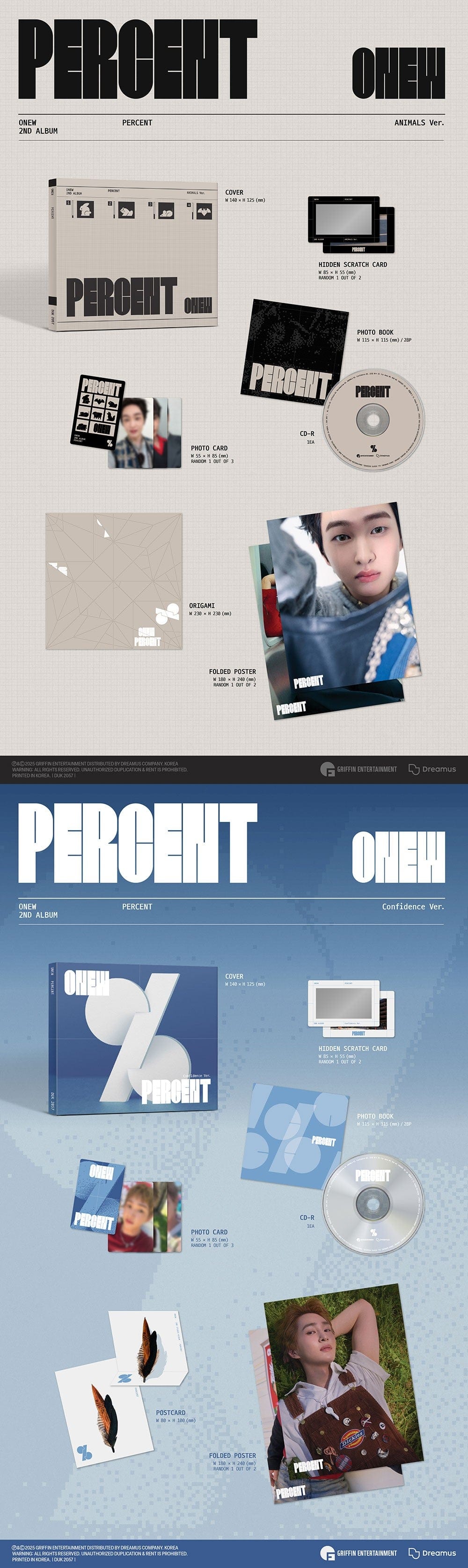 Korea Pop Store ONEW - 2nd Album [Percent] (Digipack Ver.) Kawaii Gifts 8809954227936