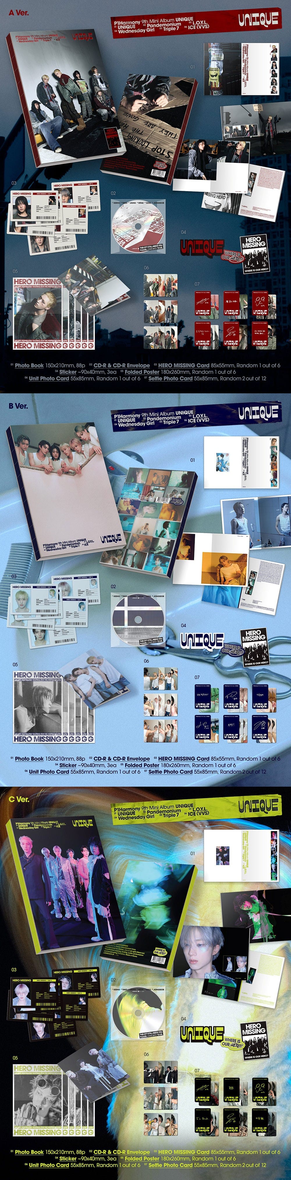 Korea Pop Store P1Harmony - Unique (9th Mini Album) Photobook Ver. Kawaii Gifts