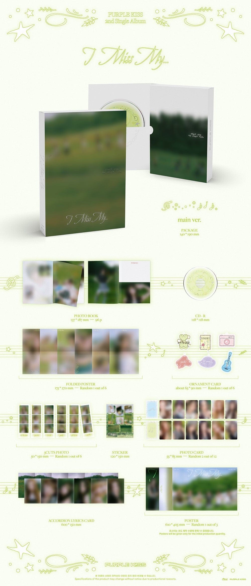 Korea Pop Store PURPLE KISS - 2nd Single Album [I Miss My...] (Main Ver.) Kawaii Gifts