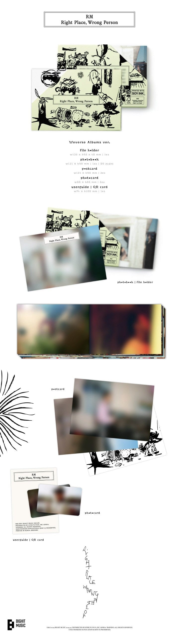 Korea Pop Store RM (BTS) - [Right Place, Wrong Person] (Weverse Albums Ver.) Kawaii Gifts 8809985028113