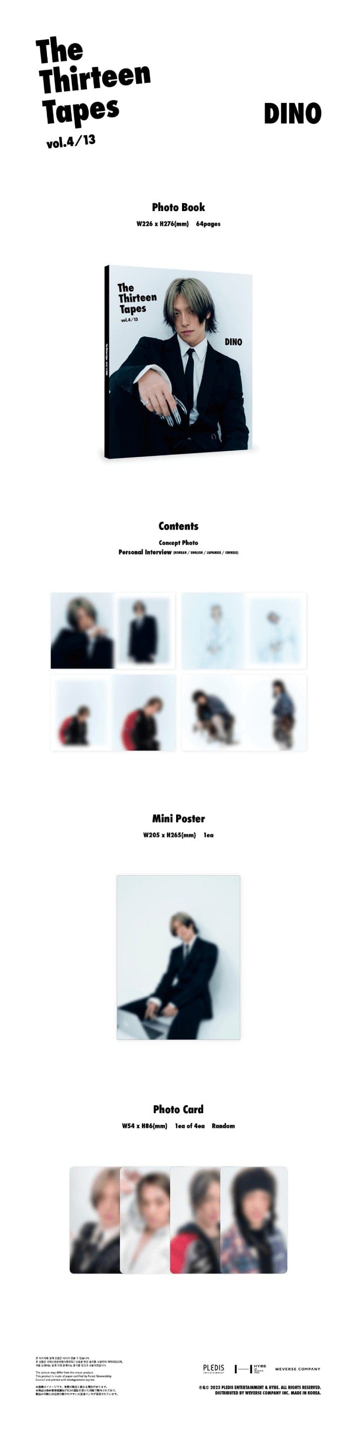 Korea Pop Store SEVENTEEN DINO - 'The Thirteen Tapes (TTT)' Vol.4/13 Dino Kawaii Gifts 8809755505844