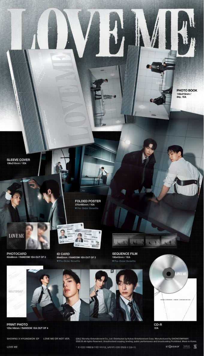 Korea Pop Store SHOWNU X HYUNGWON - EP [Love Me] (Love Me or Not Ver.) Kawaii Gifts 8804775473944