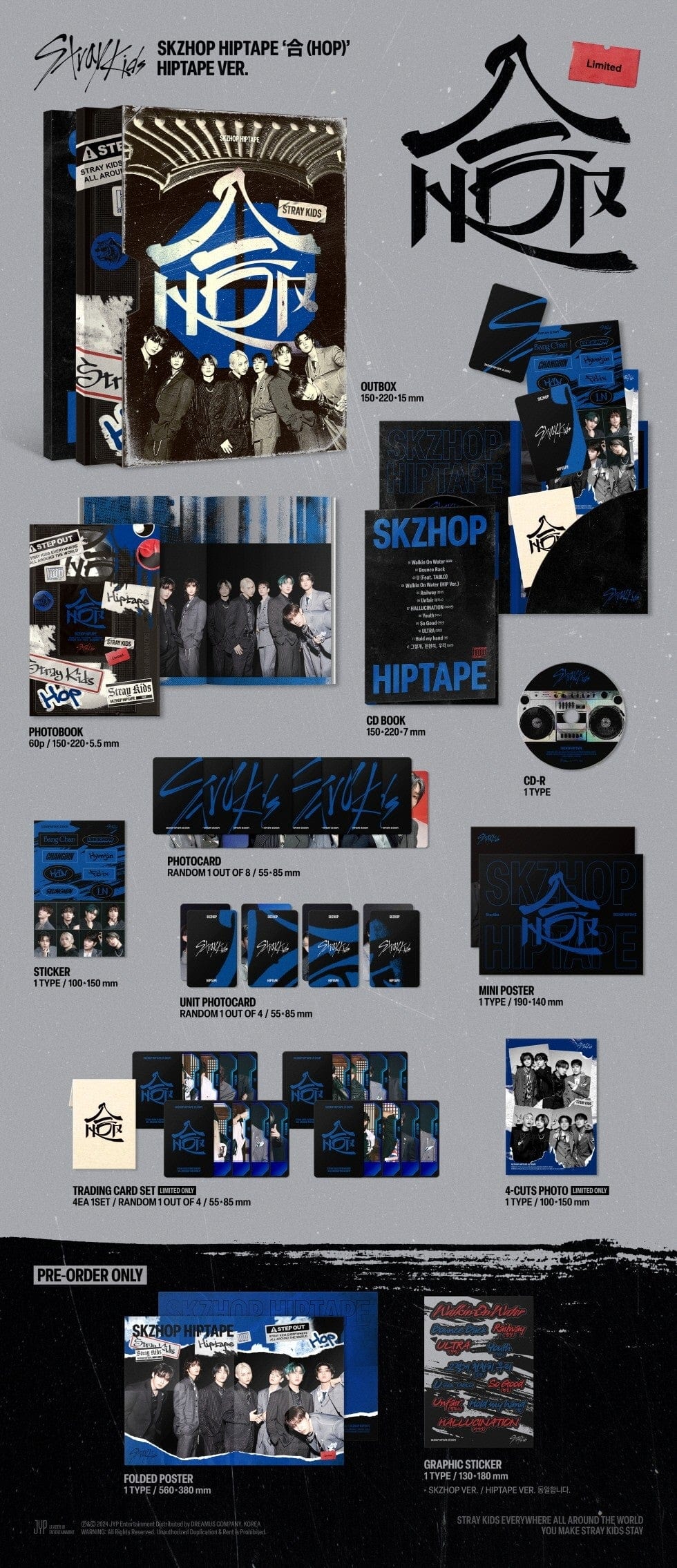 Korea Pop Store STRAY KIDS - SKZHop Hiptape [合 (Hop)] (Hiptape Ver.) Limited Ver. Kawaii Gifts