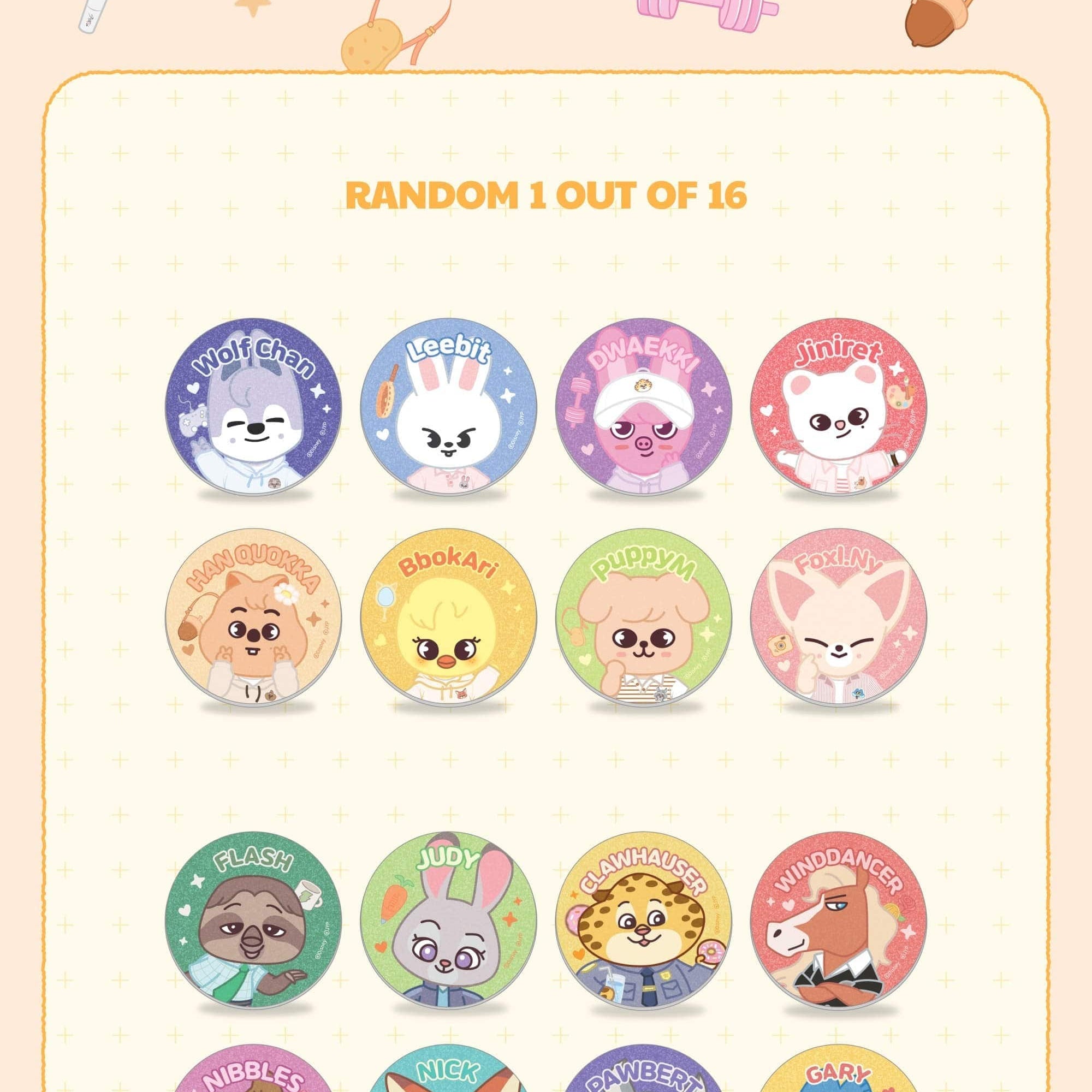 Korea Pop Store [STRAY KIDS] [Zootopia 2 : Skzoo] Secret Glitter Can Badge Kawaii Gifts