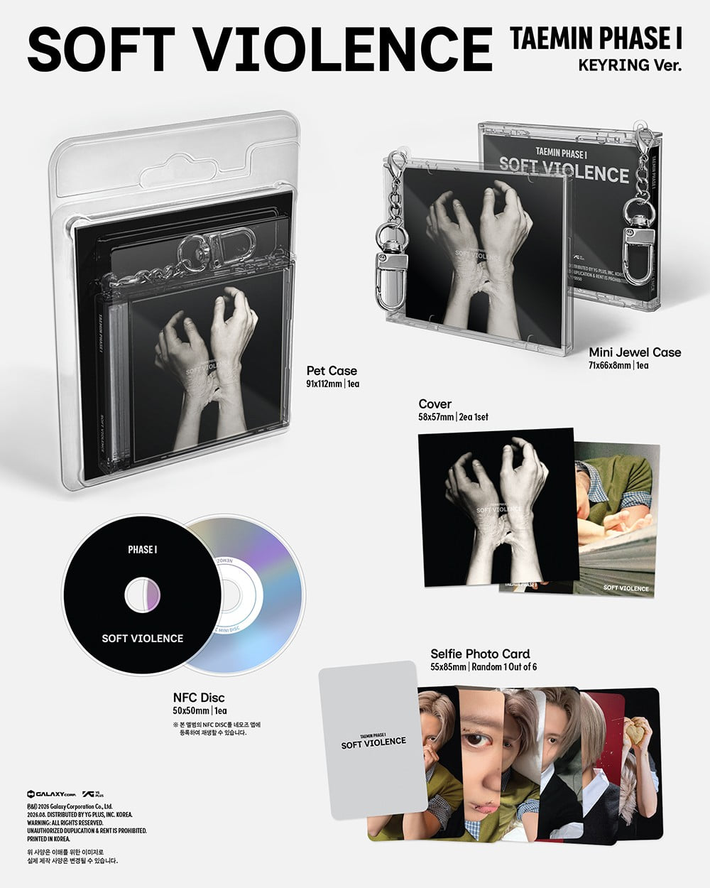 Korea Pop Store TAEMIN - Phase I : Soft Violence (Keyring Ver.) Kawaii Gifts