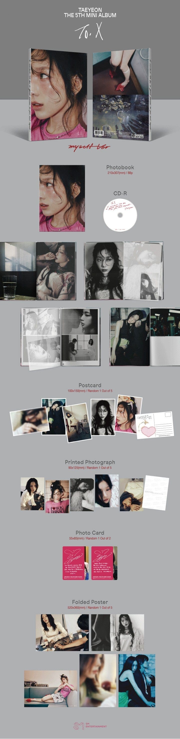 Korea Pop Store TAEYEON - [To. X] (5th Mini Album) (Myself Ver.) Kawaii Gifts 8804775367892