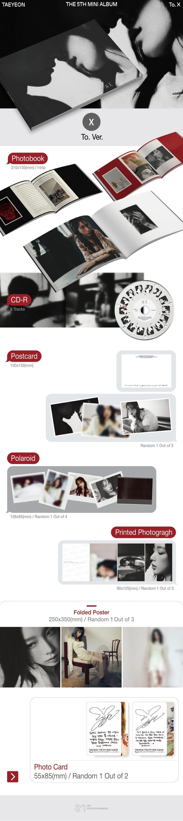 Korea Pop Store TAEYEON - [To. X] (5th Mini Album) (To Ver.) Kawaii Gifts 8804775367854