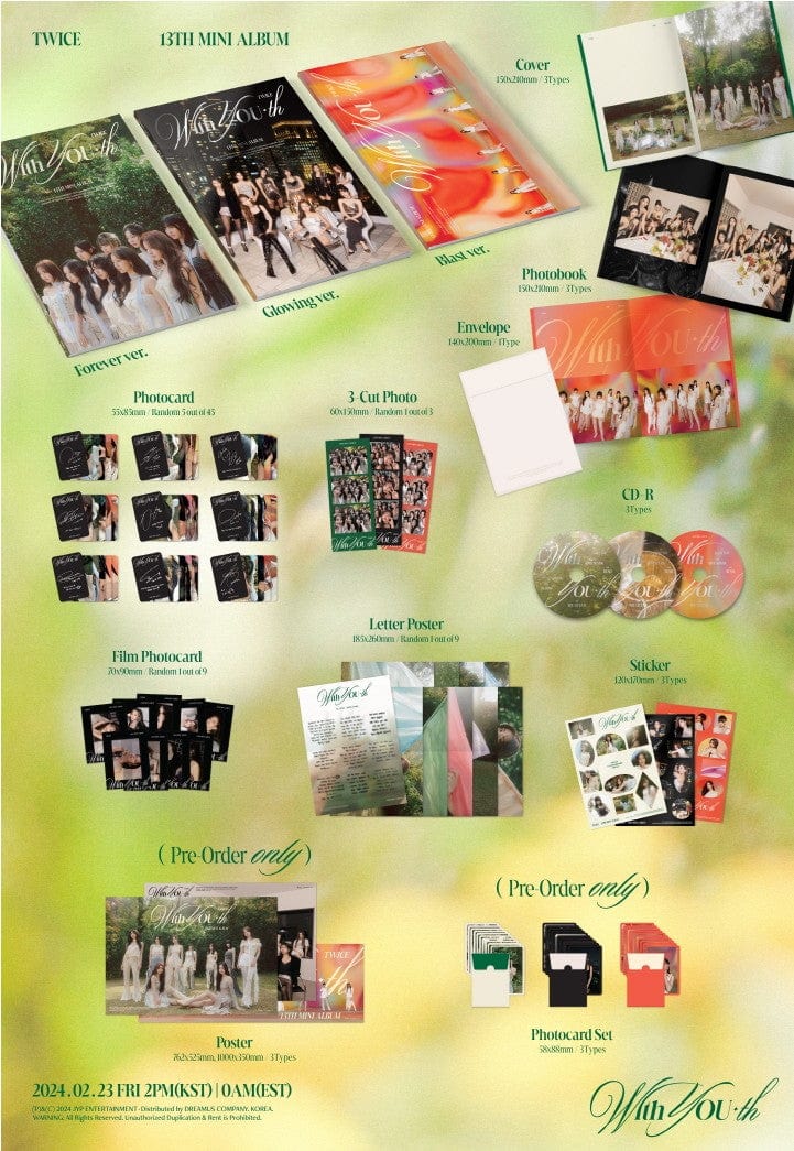 Korea Pop Store TWICE - With You-th (13th Mini Album) Kawaii Gifts 8809954229015