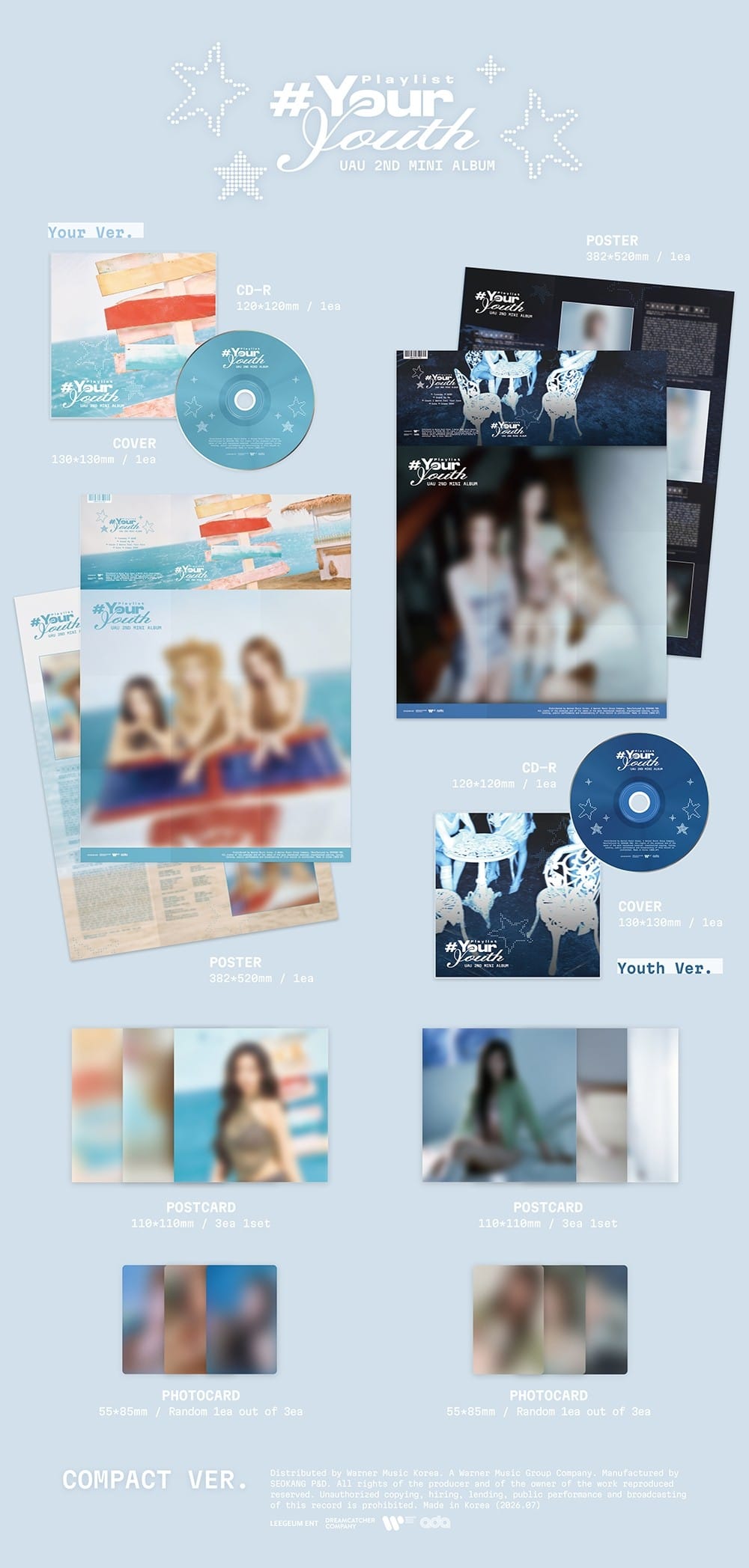 Korea Pop Store UAU - 2nd Mini Album Playlist #Your Youth [Compact Ver.] Kawaii Gifts 8809957312783