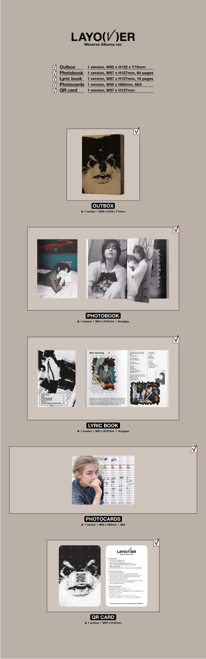 Korea Pop Store V(BTS) - Layover (Weverse Album Ver.) Kawaii Gifts