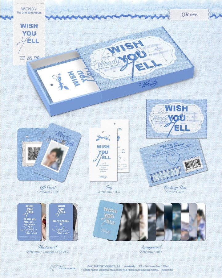 Korea Pop Store WENDY - [Wish You Hell] (2nd Mini Album) (QR Ver.) Kawaii Gifts 8804775368622
